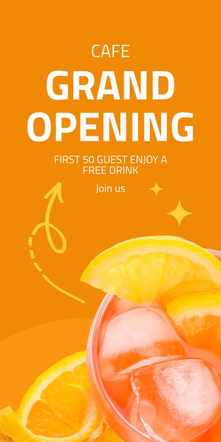 Cafe Grand Opening With Refreshments Promo Graphic Πρότυπο σχεδίασης