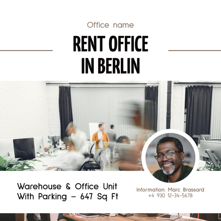 Corporate Office Space for Rent in Berlin Instagram Design Template