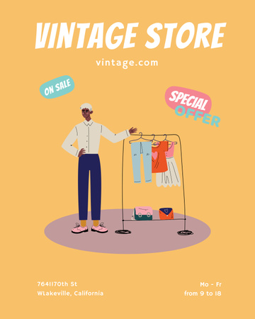 Vintage Clothes Store Ad Poster 16x20in – шаблон для дизайну