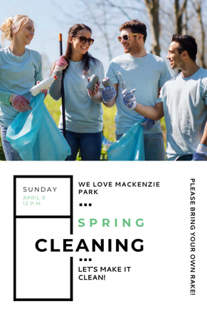 Ecological Event Volunteers Collecting Garbage Invitation 5.5x8.5in Design Template