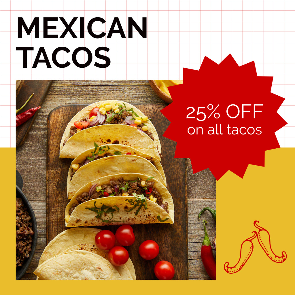 Mexican Tacos Ad Instagram Πρότυπο σχεδίασης