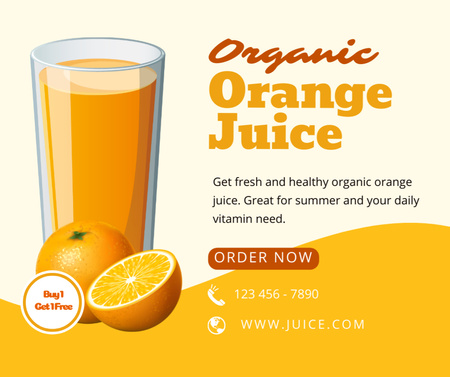 オーガニック オレンジ ジュースの広告 Facebookデザインテンプレート