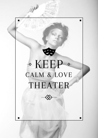 Theater Quote With Performance In White Postcard 5x7in Vertical Design Template