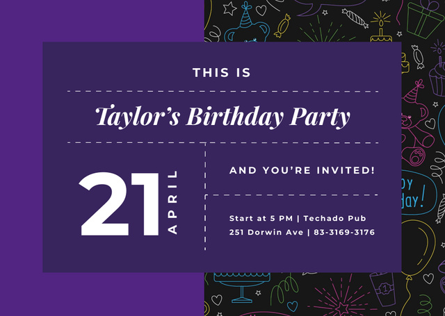 Birthday Party celebration Announcement Cardデザインテンプレート