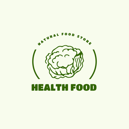 Organic Food Offer with Cabbage Logo Design Template
