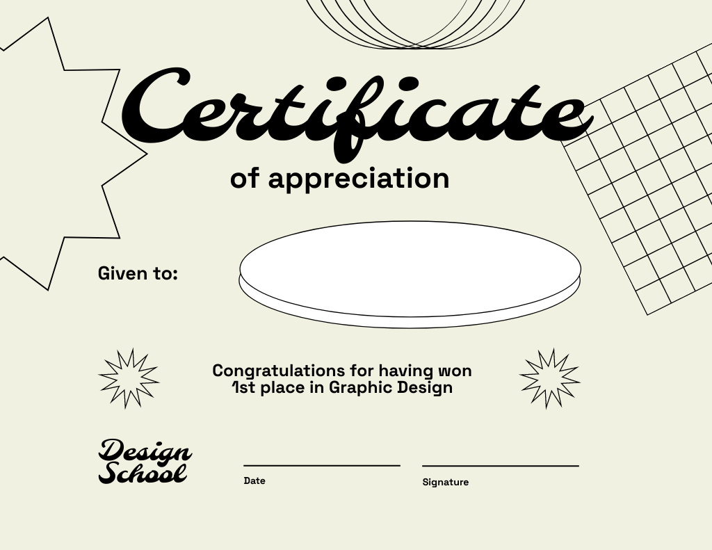 Graphic Design Course Appreciation Award Certificate Design Template