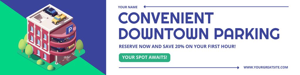 Designvorlage Discount on Reserve Downtown Parking für Twitter
