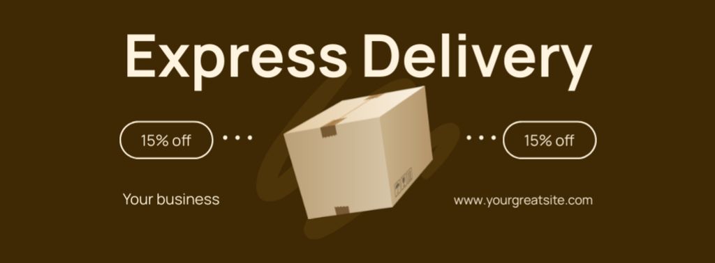 Ontwerpsjabloon van Facebook cover van Discount on Express Delivery on Brown Layout