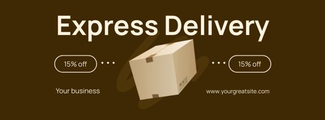 Discount on Express Delivery on Brown Layout Facebook cover Modelo de Design