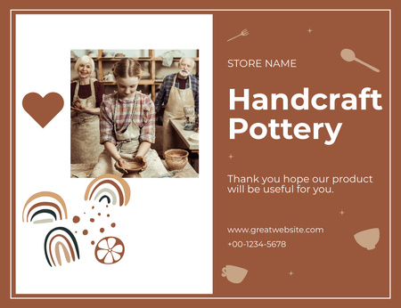Creative Workshop Offer for Pottery Thank You Card 5.5x4in Horizontal Design Template