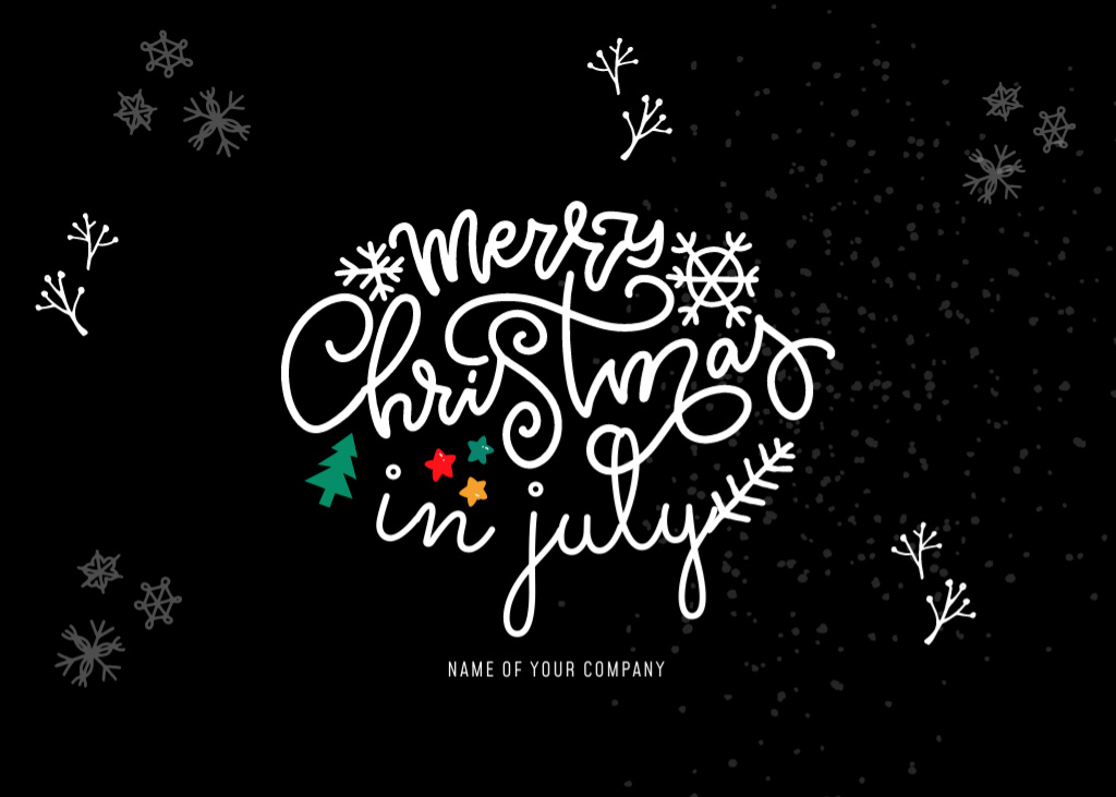 Exuberant Announcement of Celebration of Christmas in July Flyer 5x7in Horizontal Design Template