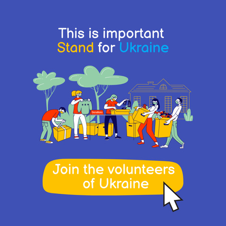Call to Join Volunteers and Stand with Ukraine Instagram Design Template