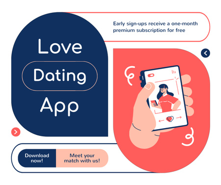 Designvorlage Revolutionäres Dating-App-Angebot für Facebook