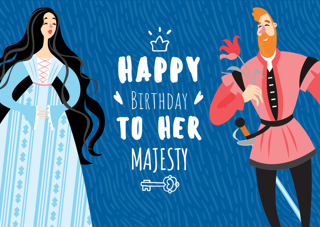 Queen's Birthday Greeting Postcard Design Template