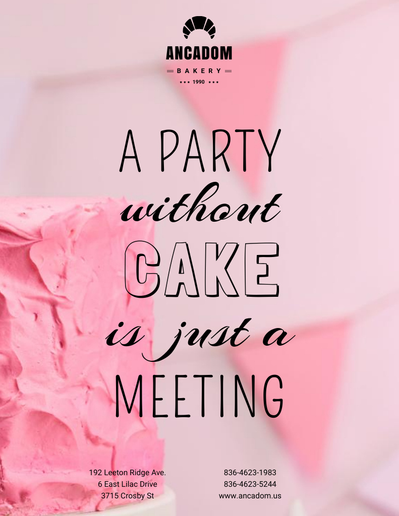 Occasion Planning Services with Tasty Sweet Cake Poster 8.5x11in Tasarım Şablonu