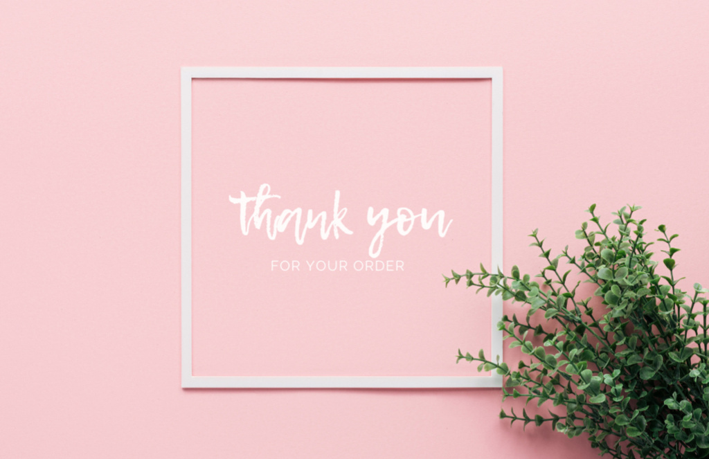 Szablon projektu Thanks for Order Text on Minimalistic Pink Layout Thank You Card 5.5x8.5in