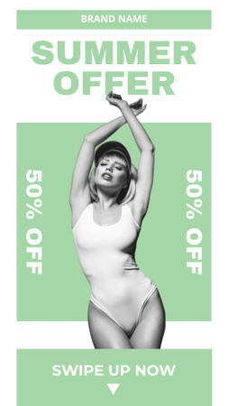 Stylish Swimwear Sale Offer on Green Instagram Story Design Template