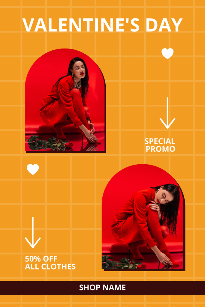 Valentine's Day Sale Collage for Women Pinterestデザインテンプレート
