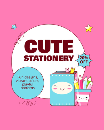 Store Offers On Cute Stationery Instagram Post Vertical Design Template