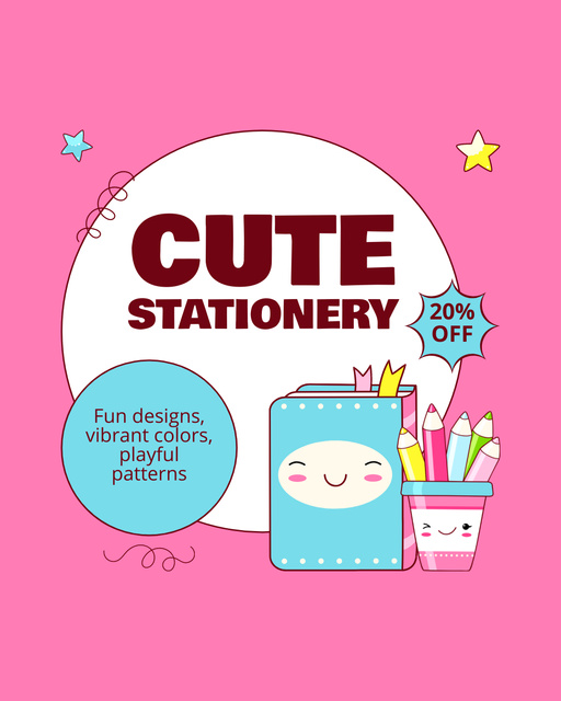 Store Offers On Cute Stationery Instagram Post Verticalデザインテンプレート