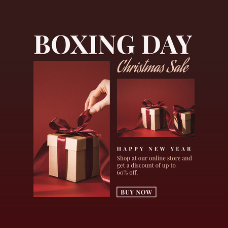 Christmas Sale Announcement with Festive Boxes Instagram Design Template