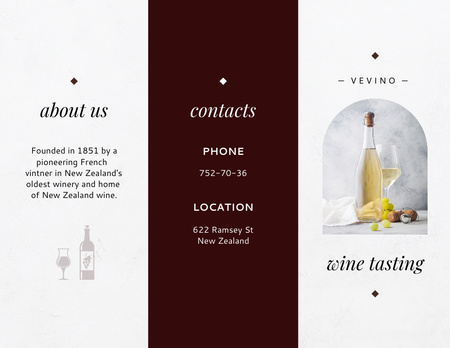Wine Tasting Announcement with Wine Bottle Brochure 8.5x11in Design Template