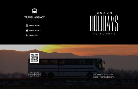 Bus Holiday Tours Ad Brochure 11x17in Bi-fold Design Template