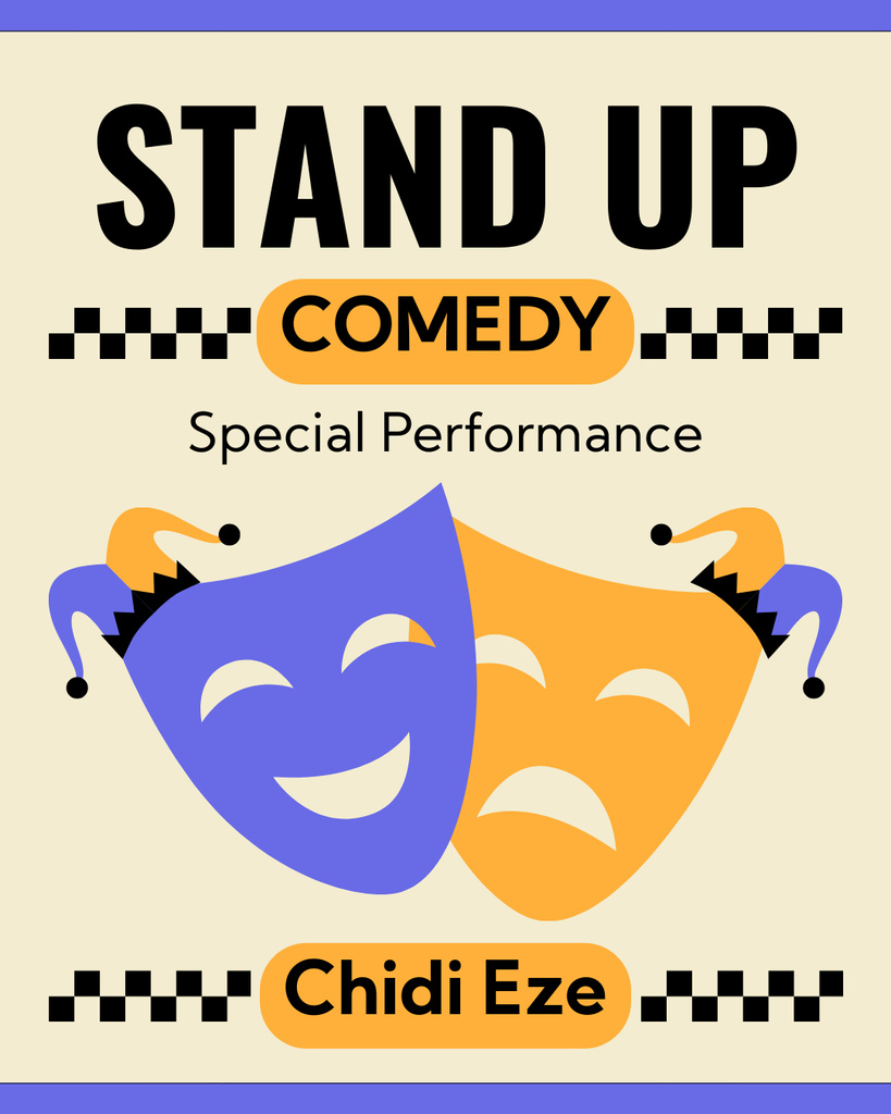 Template di design Standup Show Announcement with Funny Theatrical Masks Instagram Post Vertical