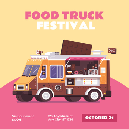 Festival Announcement with street food truck Instagram Design Template