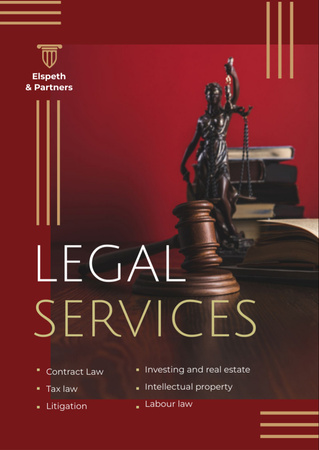 Legal Services Ad Themis Statuette Flyer A6 Design Template
