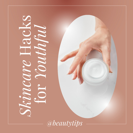 Skincare Hacks with White Cream Instagram Tasarım Şablonu