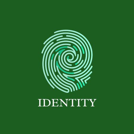 Security Company Services with Fingerprint on Green Animated Logo Design Template