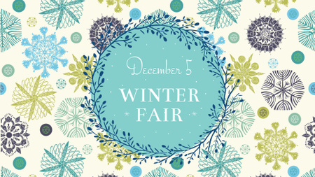 Ontwerpsjabloon van FB event cover van Winter Fair Announcement with Snowflakes