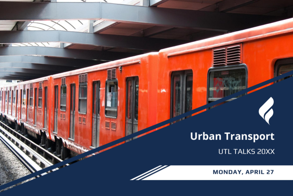 Public Transport with Modern Train in Subway Tunnel Flyer 4x6in Horizontal Design Template