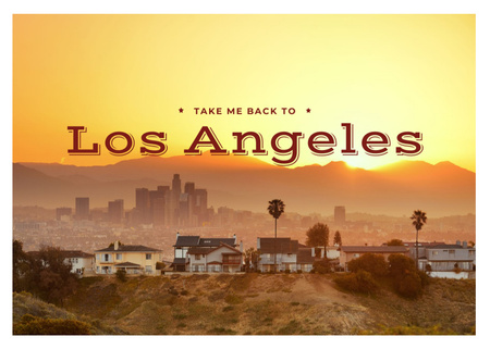 Los Angeles City View Postcard 5x7in Design Template