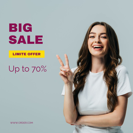 Designvorlage Big Sale Ad with Attractive Girl für Instagram