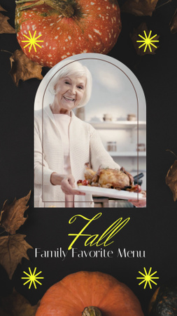 Modèle de visuel Proposition de menu d'automne avec une jolie femme plus âgée - Instagram Video Story