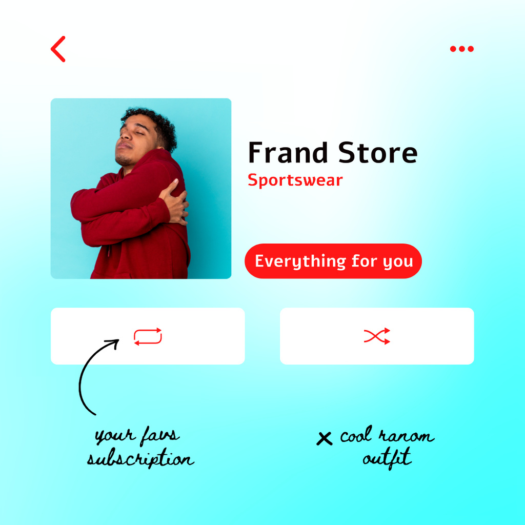 Sportswear Store promotion in app interface Instagramデザインテンプレート