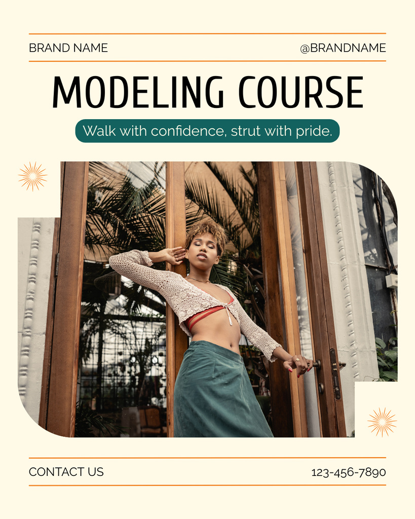 Modèle de visuel Offering Modeling Courses with Stylish African American Woman - Instagram Post Vertical
