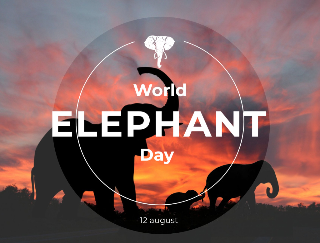 Observe World Elephant Day Postcard 4.2x5.5in Design Template