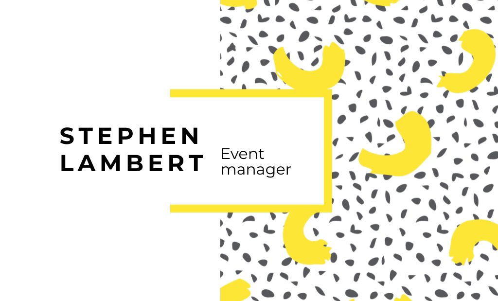 Event Manager Services Offer with Yellow Elements Business Card 91x55mm – шаблон для дизайна