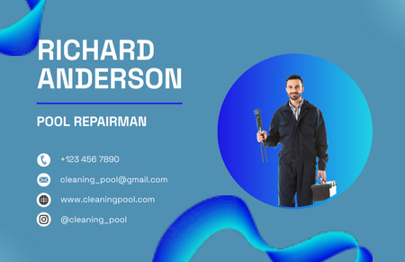 Swimming Pool Repair Service Offer Business Card 85x55mm Design Template