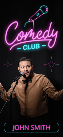 Talentovaný muž vystupující v Comedy Club Snapchat Geofilter Šablona návrhu