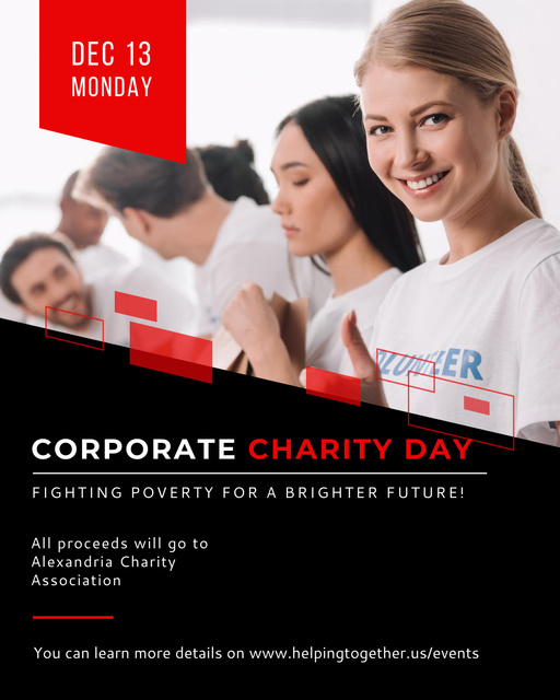 Corporate Charity Day Announcement with Team of Volunteers Poster 16x20in Design Template