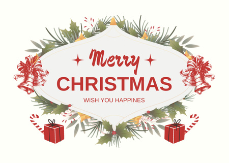 Plantilla de diseño de Christmas Cheers with Bells and Gifts Postcard 5x7in 