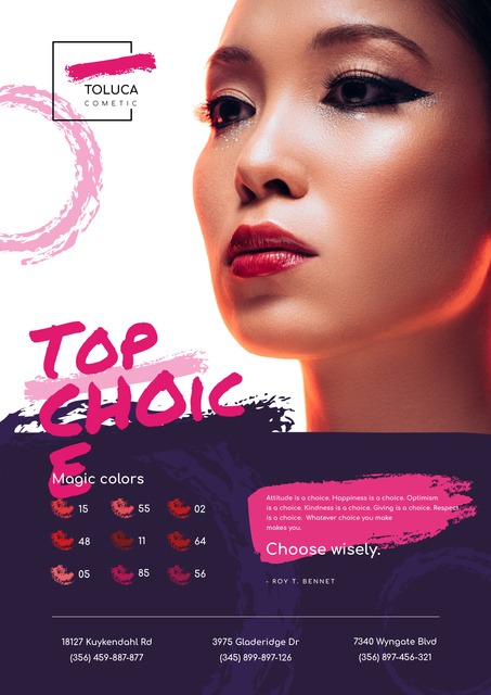 Lipstick Ad with Woman with Red Lips Poster Modelo de Design