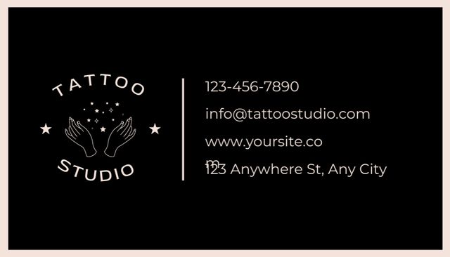 Ontwerpsjabloon van Business Card US van Tattoo Studio Promotion With Hand Sketch