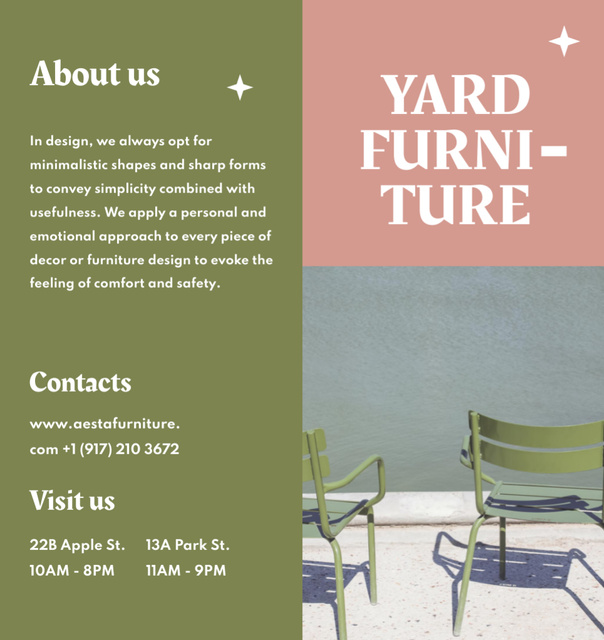 Yard Furniture Offer on Green and Grey Brochure Din Large Bi-fold Design Template