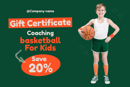 Template di design Basketball Training for Kids Gift Certificate