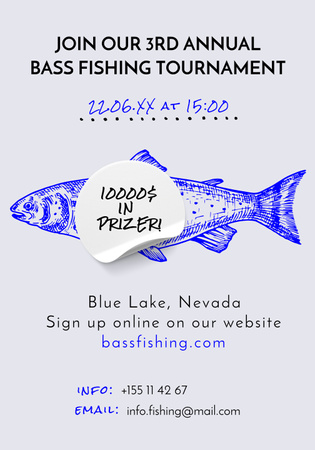 Fishing Tournament Announcement Poster 28x40in Design Template